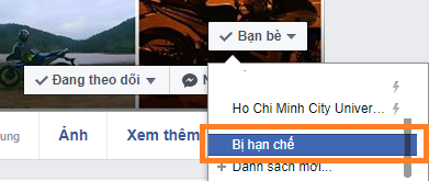 Bạn nhấn vào mục “Bị hạn chế”