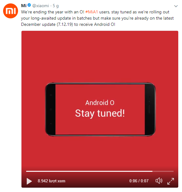 Xiaomi Mi A1 chính thức cập nhật Android 8.0 Oreo (ảnh 1)