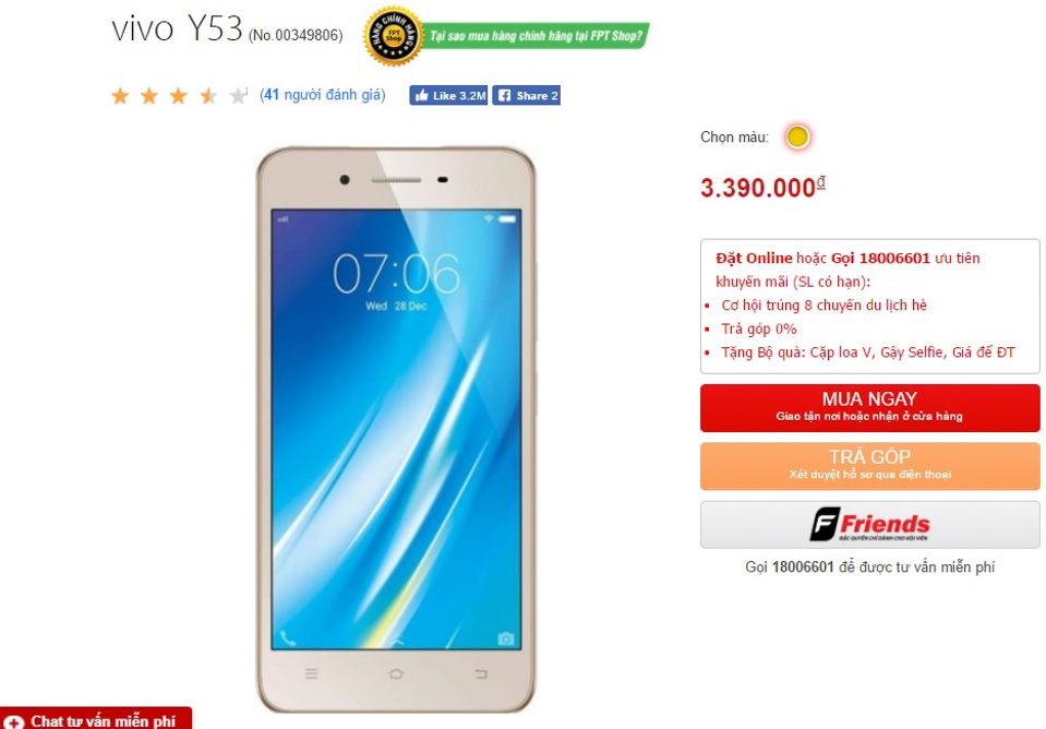 Vivo Y53 (ảnh 1)