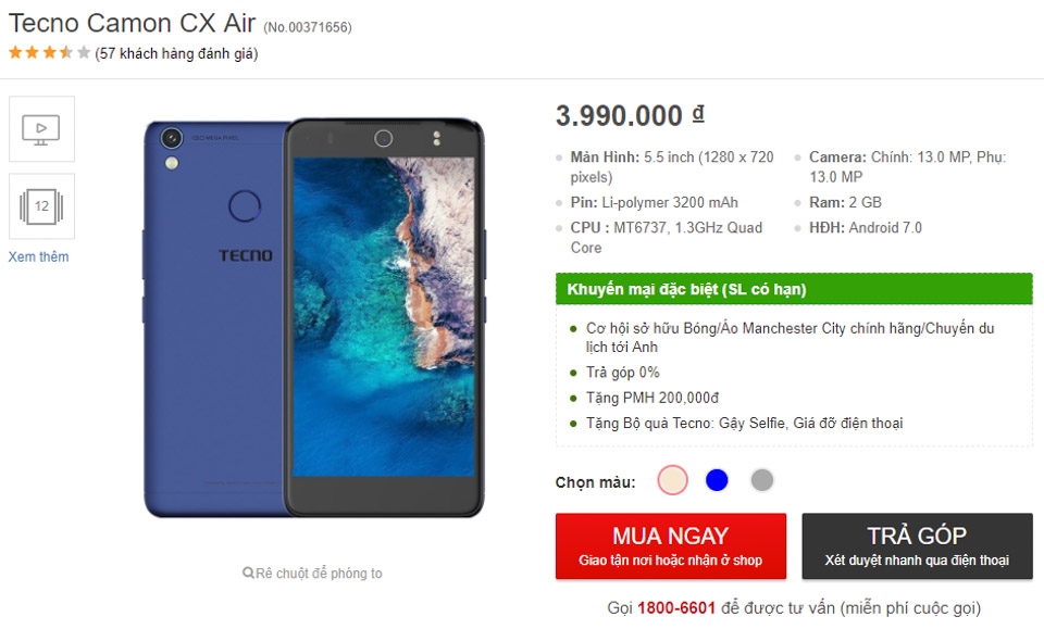 TECNO Camon CX Air (ảnh 10) TECNO Camon CX Air (ảnh 10)
