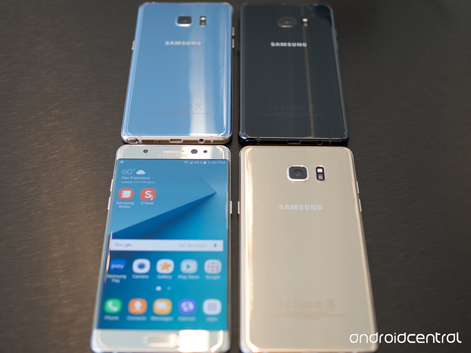 Hình ảnh 4 màu thực tế của Samsung Galaxy Note 7 mới ra mắt