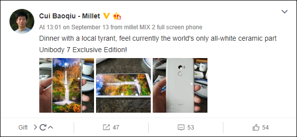 Cùng chiêm ngưỡng Mi Mix 2 White Ceraic Special Edition cực