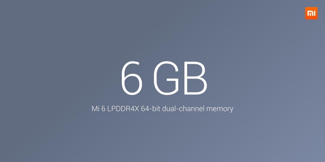 Mi 6 được trang bị dung lượng RAM lên đến 6GB