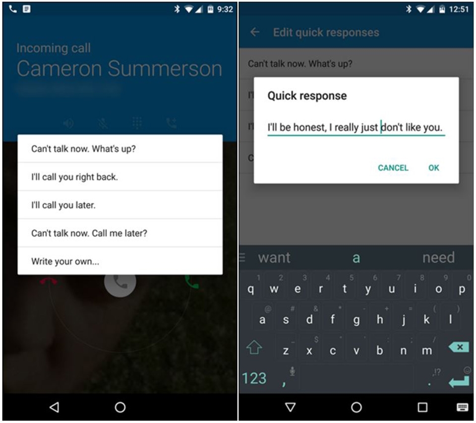 Trả lời tin nhắn văn bản nhanh khi bạn không thể nghe máy
