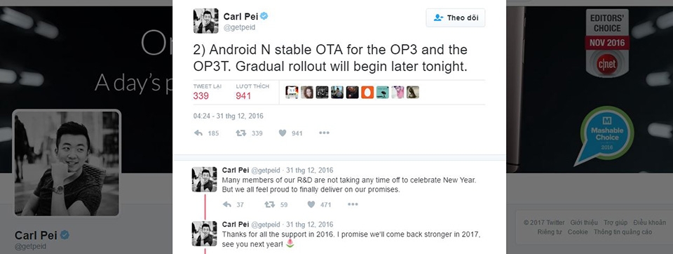 ông Carl Pei vừa xác nhận thông tin này qua Twitter