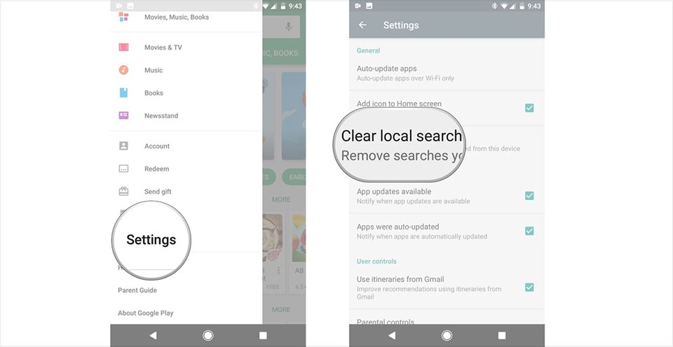 Xóa lịch sử tìm kiếm của Google Play Store Xóa lịch sử tìm kiếm của Google Play Store