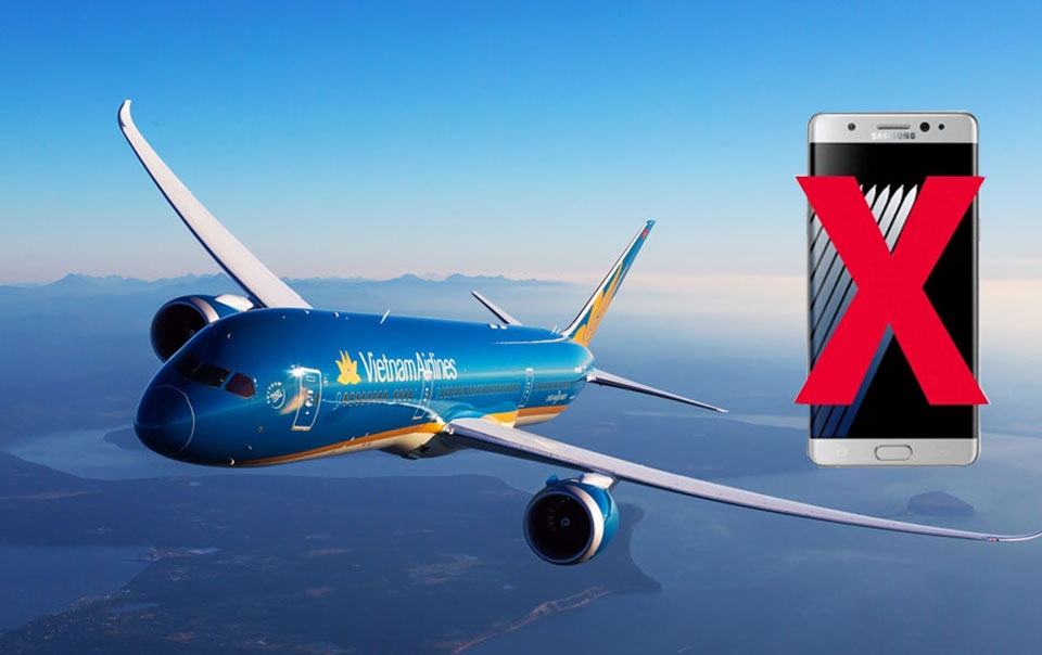 Vietnam Airlines cấm mang Galaxy Note 7 lên máy bay