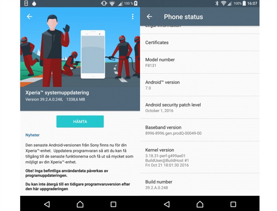 Android 7.0 Nougat cho Xperia X Performance