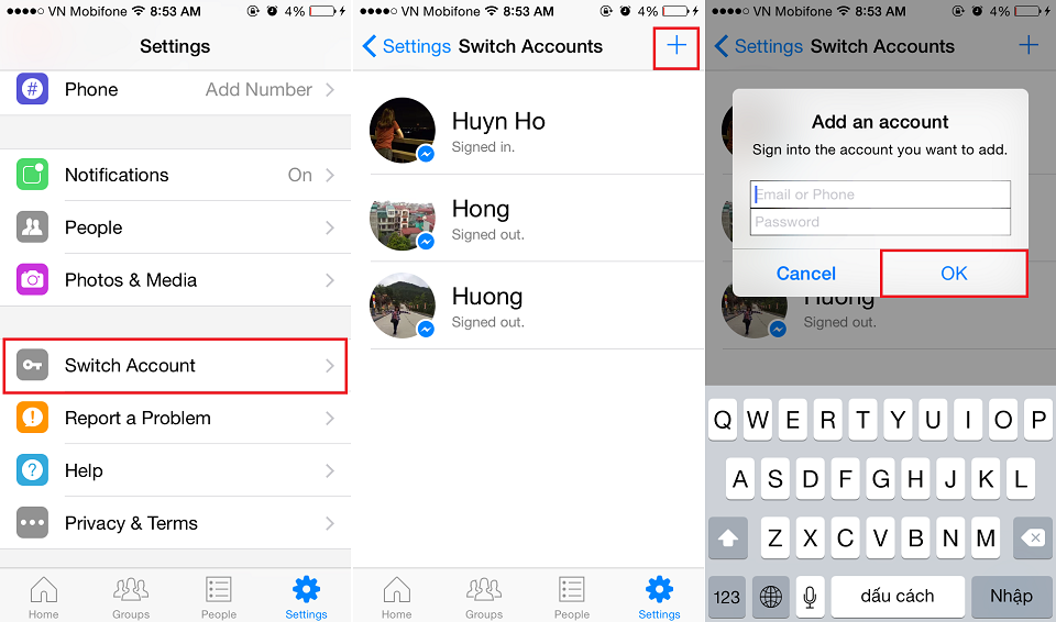 Người dùng iOS đã có thể chuyển đổi tài khoản trên Facebook Messenger