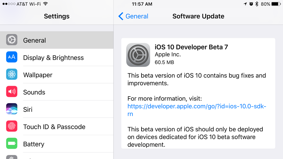 Aple tiếp tục phát hành iOS Beta 7 và Public Beta 6