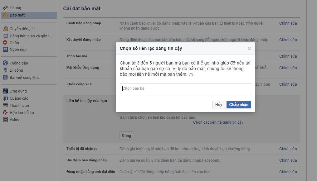Lấy lại mật khẩu qua bạn bè, người thân