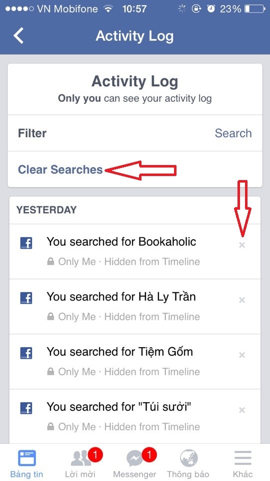 Cách xóa lịch sử tìm kiếm trên Facebook 4