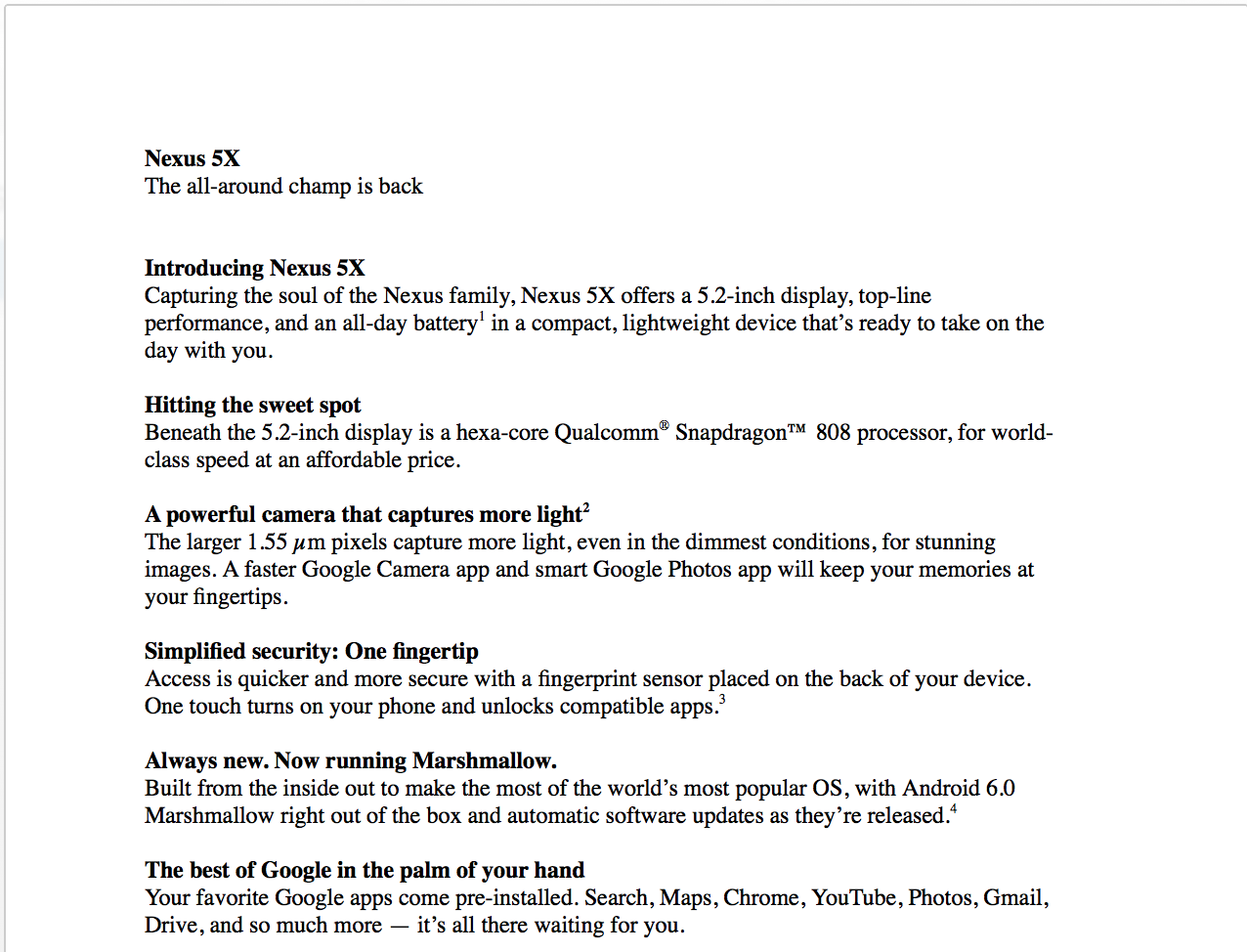 Goolge Nexus 5X lộ toàn bộ thông số kỹ thuật trước ngày ra mắt
