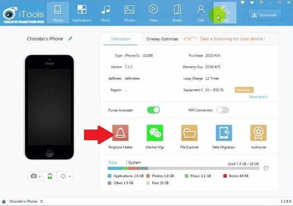 Hướng dẫn cài nhạc chuông cho iPhone bằng iTools Hướng dẫn cài nhạc chuông cho iPhone bằng iTools