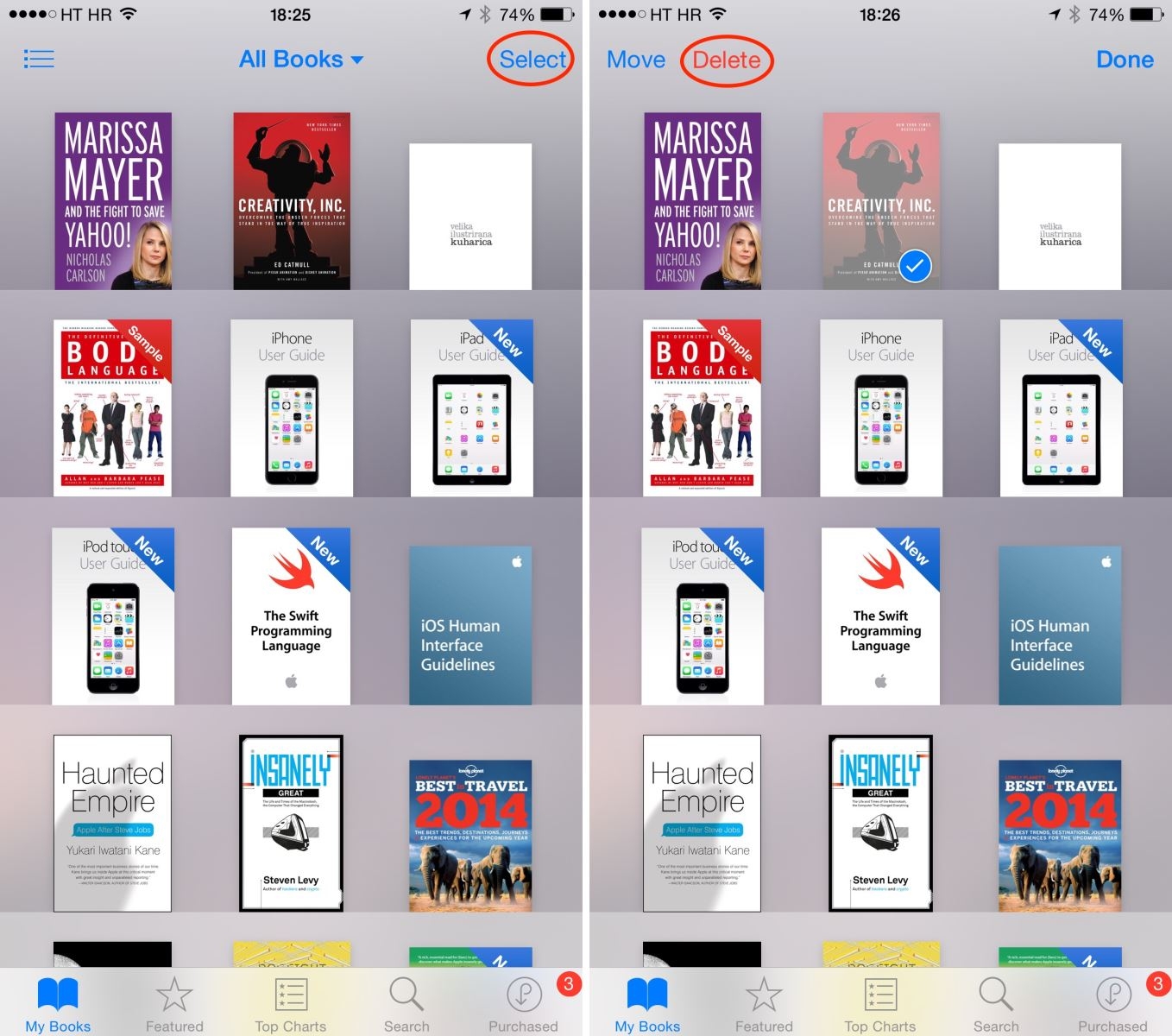 Xóa nội dung trong ứng dụng iBooks
