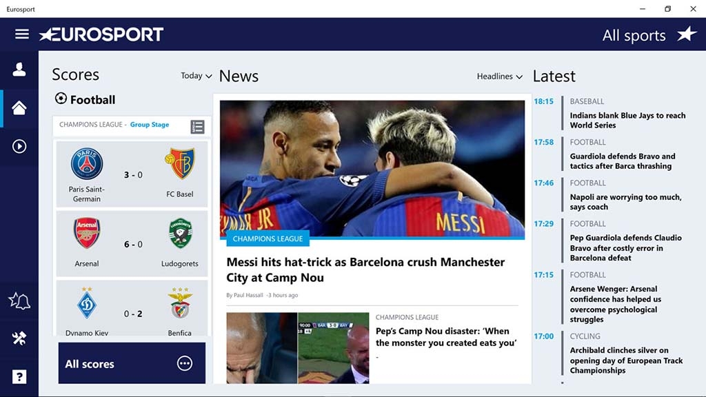 ứng dụng thể thao EUROSPORT 3