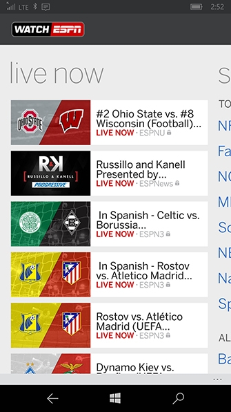 ứng dụng thể thao WATCH ESPN 1