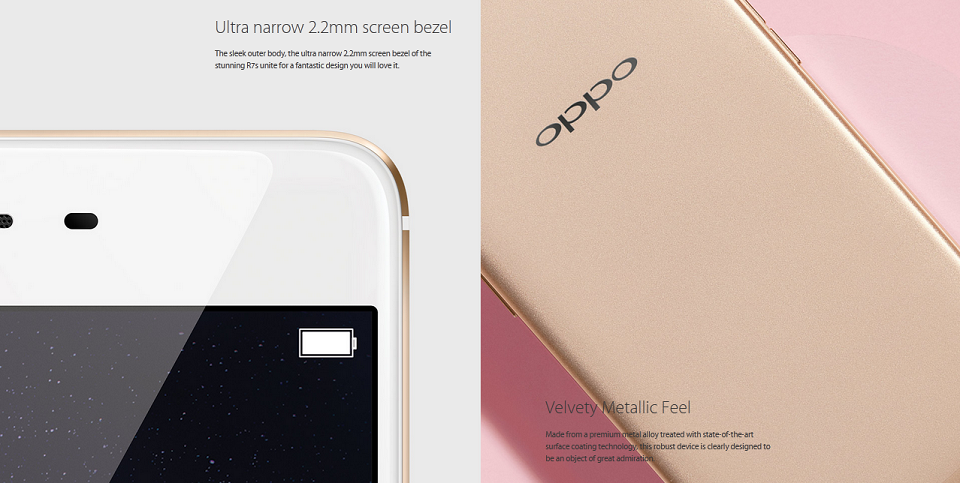 Phablet Oppo R7s ra mắt: màn hình 5.5 inch, 4GB RAM, sạc nhanh VOOC 6