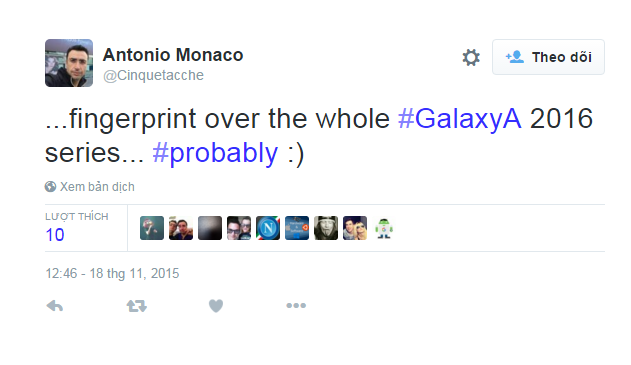Samsung Galaxy A thế hệ hai sẽ được trang bị cảm biến vân tay