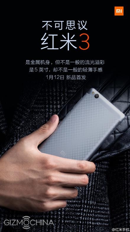 Xiaomi tiết lộ Redmi 3 trong ảnh rỏ rỉ mới, bao gồm ngày ra mắt