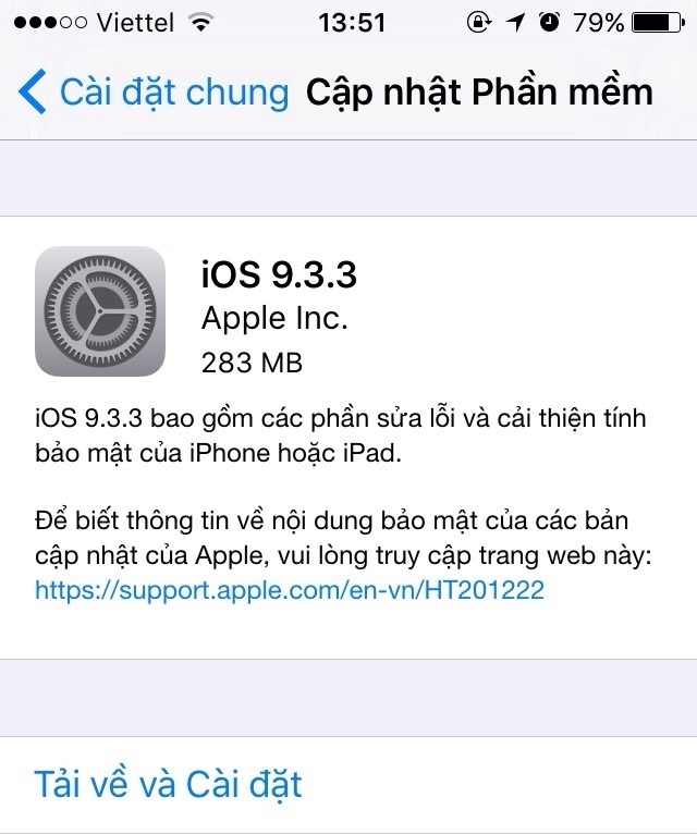 Hướng dẫn cập nhật iOS 9.3.3 cho iPhone, iPad