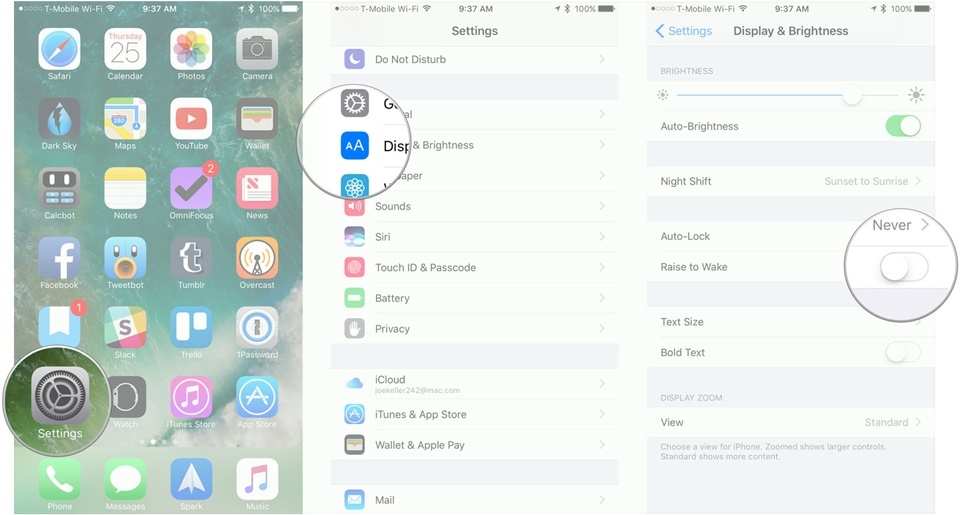 Bỏ chế độ Raise to Awake