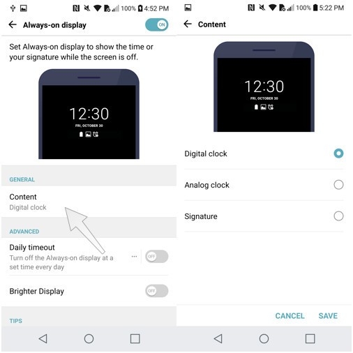 Sử dụng Always-on trên LG G6
