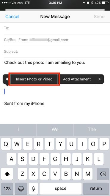 Cách 1: Nhấp giữ màn hình khi soạn thảo email Cách 1: Nhấp giữ màn hình khi soạn thảo email