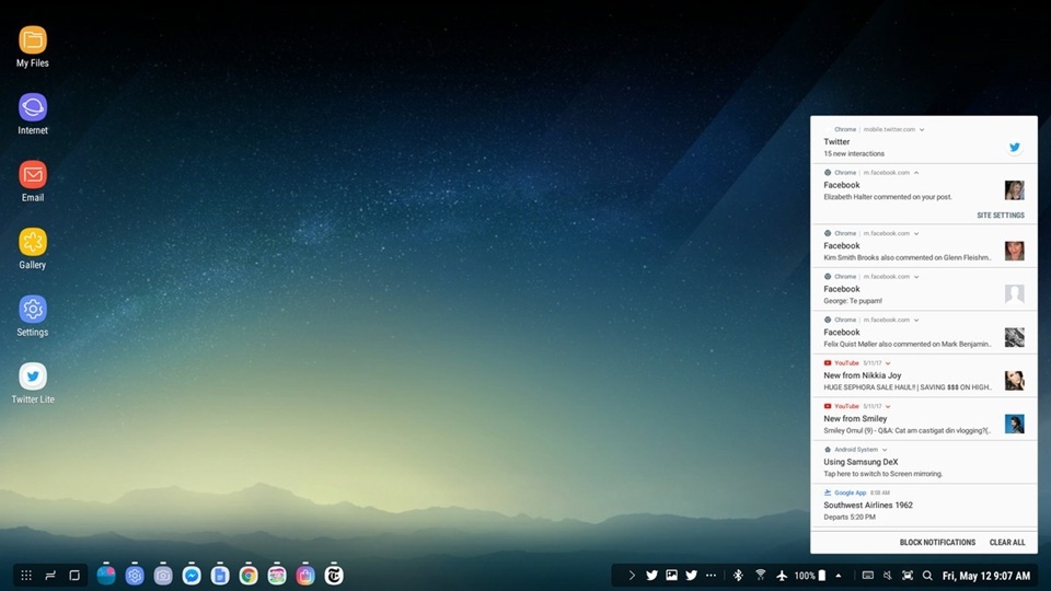 Các ứng dụng trên máy tính DeX sẽ là từ các ứng dụng trên Galaxy S8