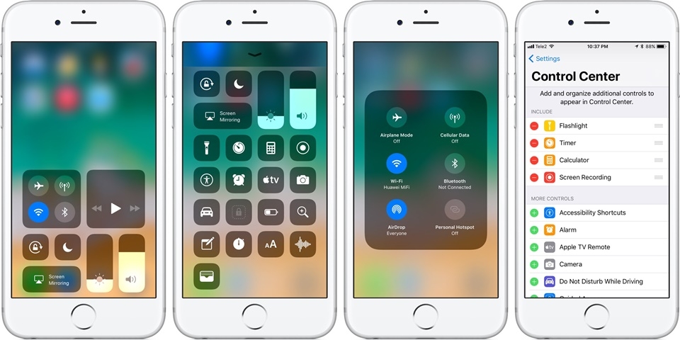 Tính năng iOS 11: Trung tâm điều khiển (Control Center) mới