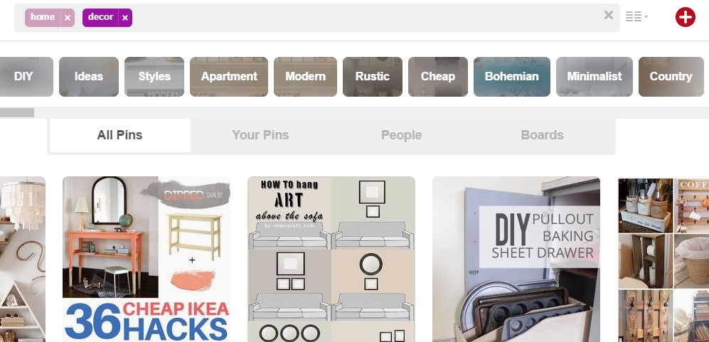 Giao diện Pinterest