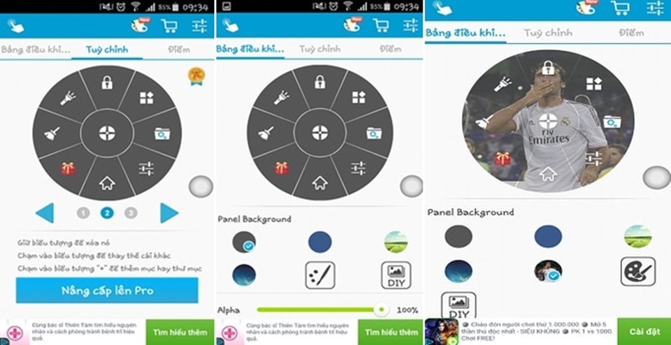 Giao diện Floating Toucher - ứng dụng sắp xếp icon trên Android tùy ý