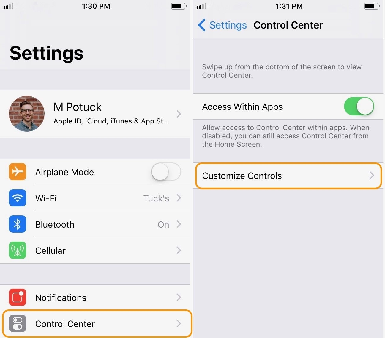 Hướng dẫn tùy biến Control Center trong iOS 11 - Bước 1 Hướng dẫn tùy biến Control Center trong iOS 11 - Bước 1