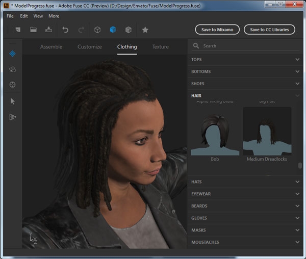 Bước 6: Make-up cho nhân vật bằng Adobe Fuse Bước 6: Make-up cho nhân vật bằng Adobe Fuse