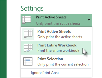 Cách in bảng tính Excel: chọn tùy chọn thích hợp