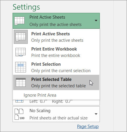 Cách in bảng Excel đã chọn
