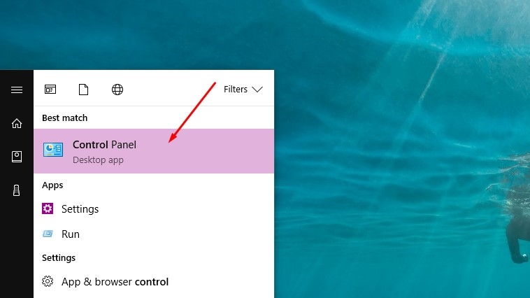 Mở Control Panel để truy cập vào mục cho phép làm hiện đuôi file trong Win 10