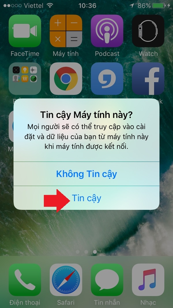 Nhấp “Tin cậy” khi kết nối iTunes trên Win 7 với thiết bị Nhấp “Tin cậy” khi kết nối iTunes trên Win 7 với thiết bị