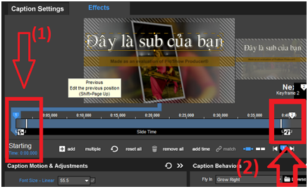 Tùy chỉnh thời gian hiện/ẩn chữ trong ProShow Producer 6.0