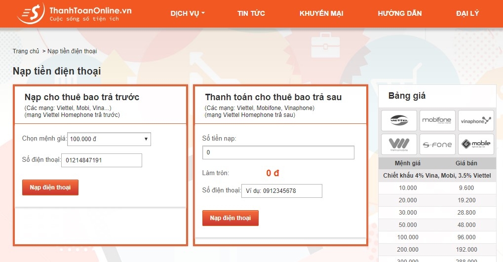 Hướng dẫn nạp thẻ điện thoại online dễ nhất Hướng dẫn nạp thẻ điện thoại online dễ nhất