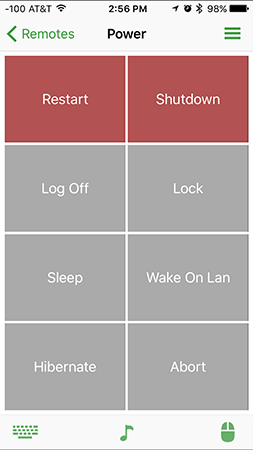 Giao diện ứng dụng tắt máy tính từ xa bằng điện thoại