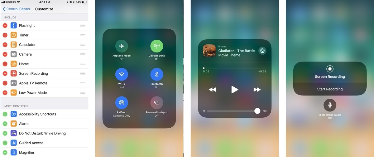 Control Center iOS 11