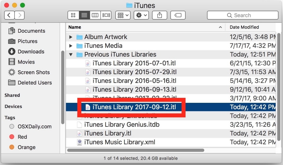 Copy tập tin thư viện iTunes cũ