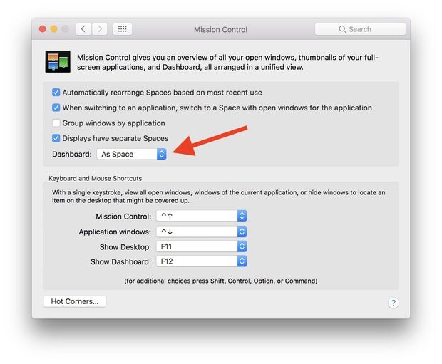Mở Dashboard trên Mac OS