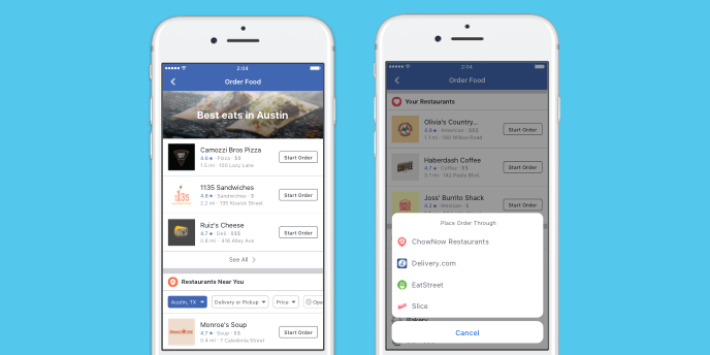 Facebook tung ra tính năng đặt mua đồ ăn trên fanpage