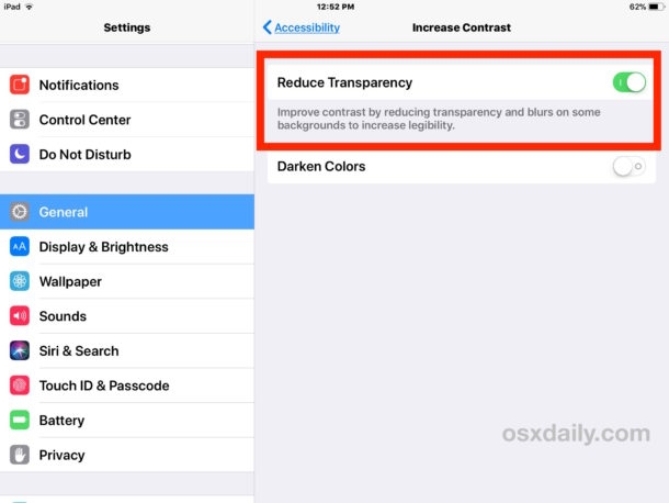 Giảm chế độ System Transparency Effects để tăng tốc iOS 11 Giảm chế độ System Transparency Effects để tăng tốc iOS 11