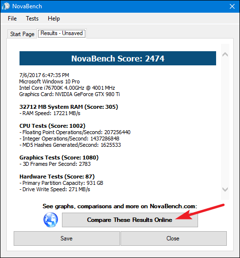 So sánh điểm Novabench của máy bạn với những máy tính khác trên thị trường