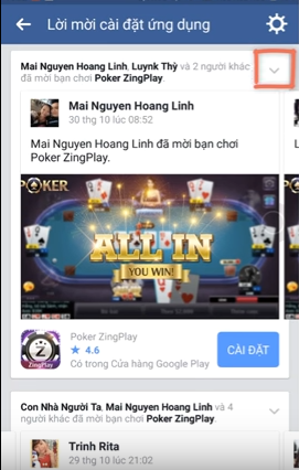 Chọn mũi tên trỏ xuống