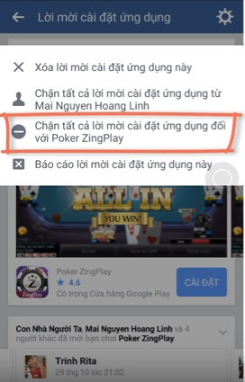 Chặn lời mời chơi game