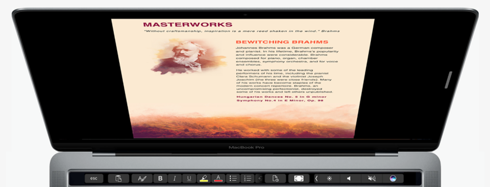 Word trên thanh Touchbar Macbook Pro 2016